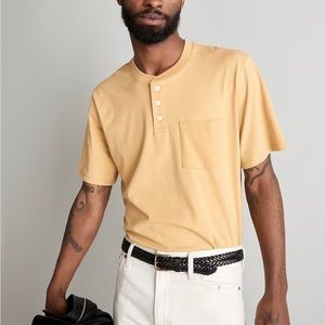 Madewell Mens Yellow Pocket Henley
